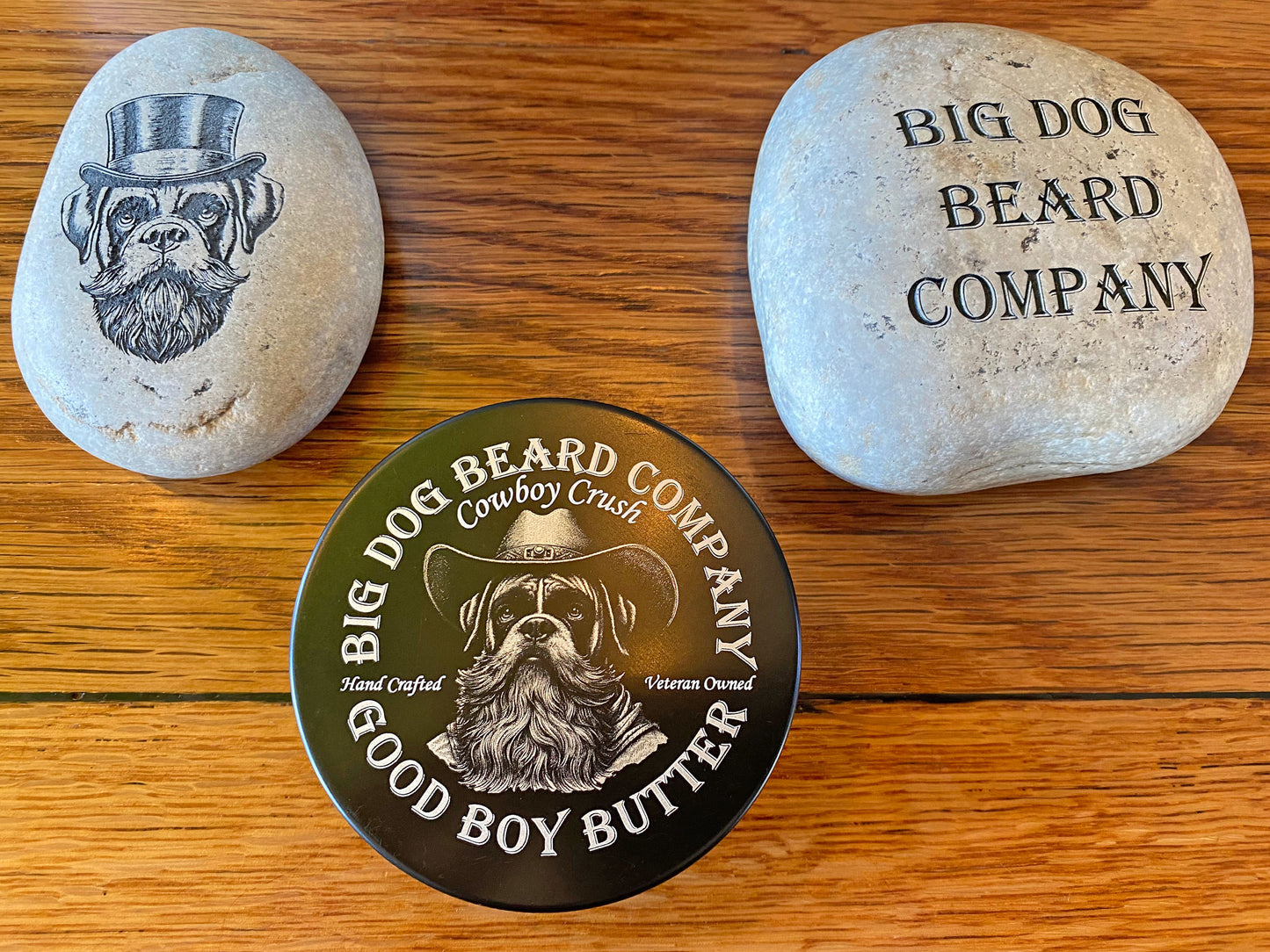 Big Dog Beard Company Cowboy Crush GOOD BOY Beard Butter closeup Top View