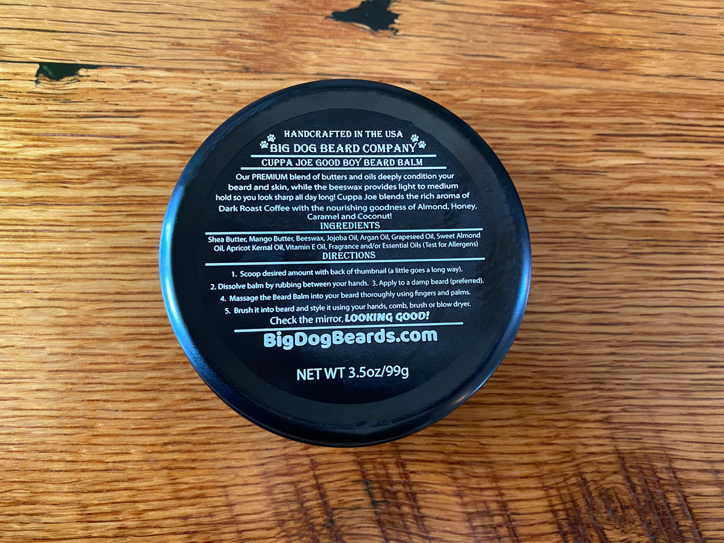 Cuppa Joe GOOD BOY Beard Balm by Big Dog Beard Company Label View