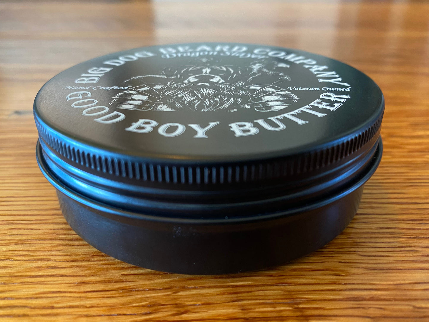 Big Dog Beard Company Dragon Slayer Good Boy Beard Butter, Front View Closeup