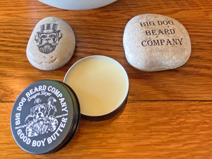 Big Dog Beard Company Dragon Slayer Good Boy Beard Butter, Top View, Open Lid