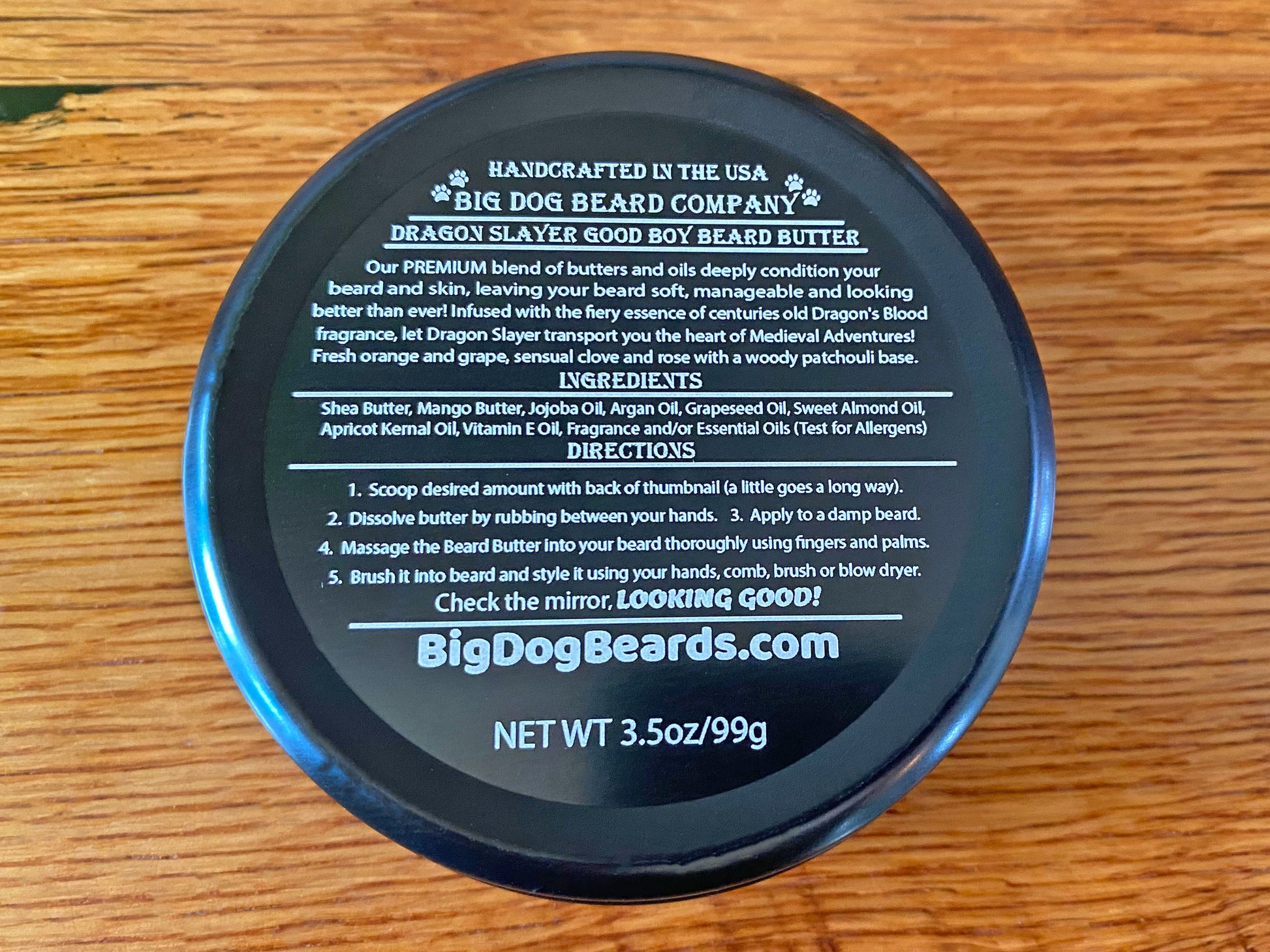 Big Dog Beard Company Dragon Slayer Good Boy Beard Butter, Label