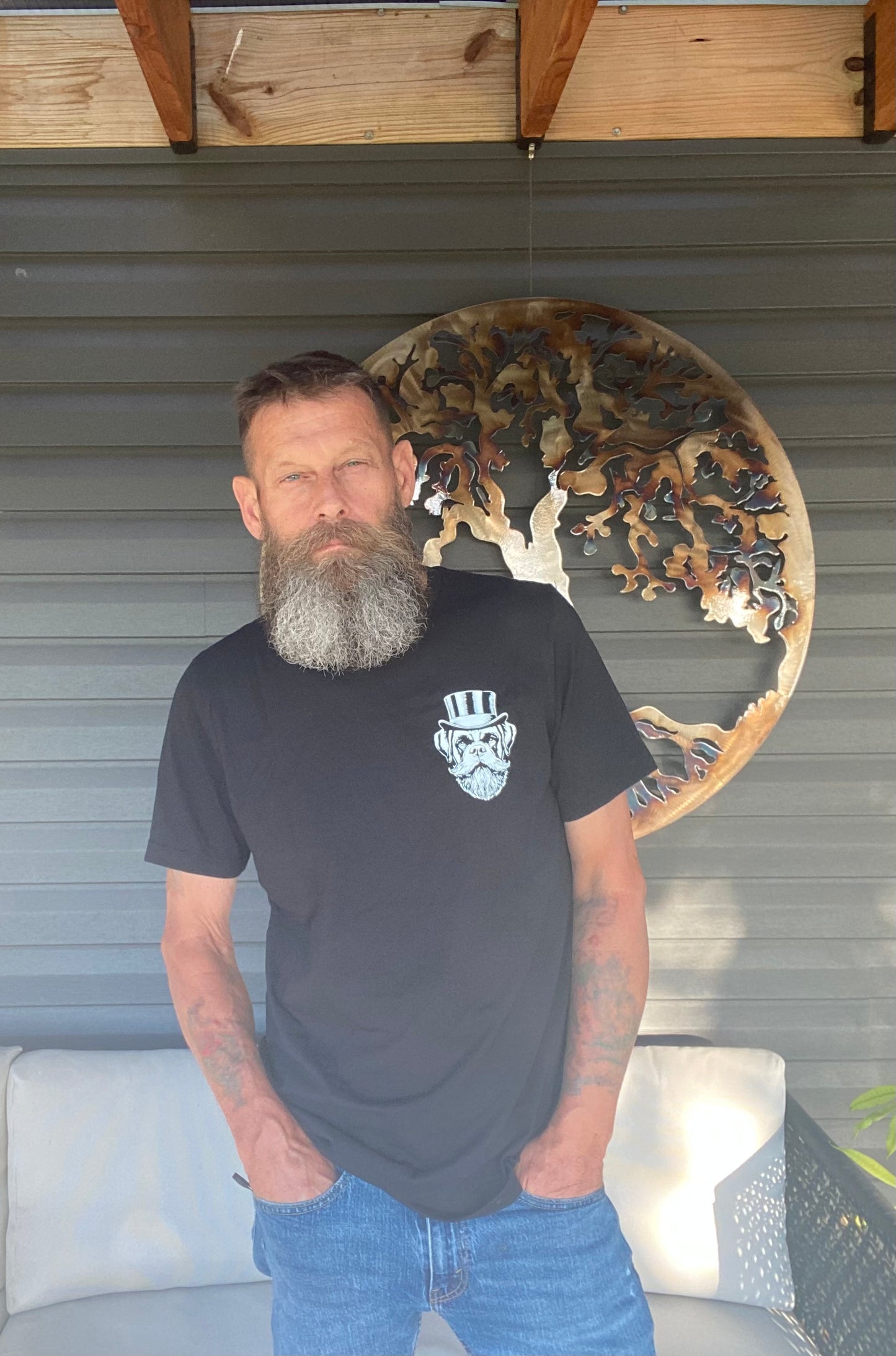 Big Dog Beard Company GOOD BOY Logo T-Shirt being worn