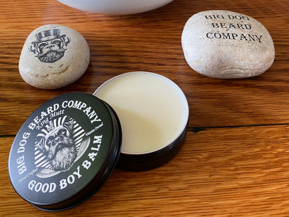 Big Dog Beard Company King Mutt Good Boy Beard Balm, offering a luxurious scent profile with a nod to classic scents from afar.