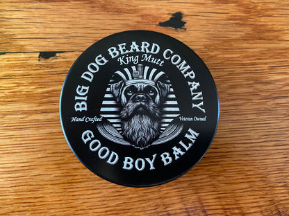 A tin of Big Dog Beard Company King Mutt GOOD BOY Beard Balm