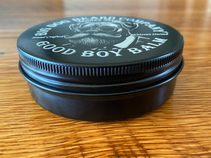 Money Bags Good Boy Beard Balm by Big Dog Beard Company side view.