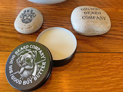 Big Dog Beard Company Money Bags Good Boy Beard Butter, offering a luxurious scent profile of timeless cedar, leather and mint.