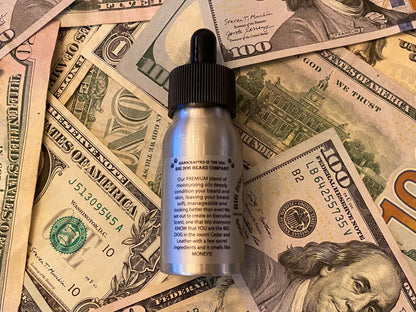 Big Dog Beard Company Money Bags Good Boy Beard Oil, offering a luxurious scent profile of Cedar, Leather and Mint.