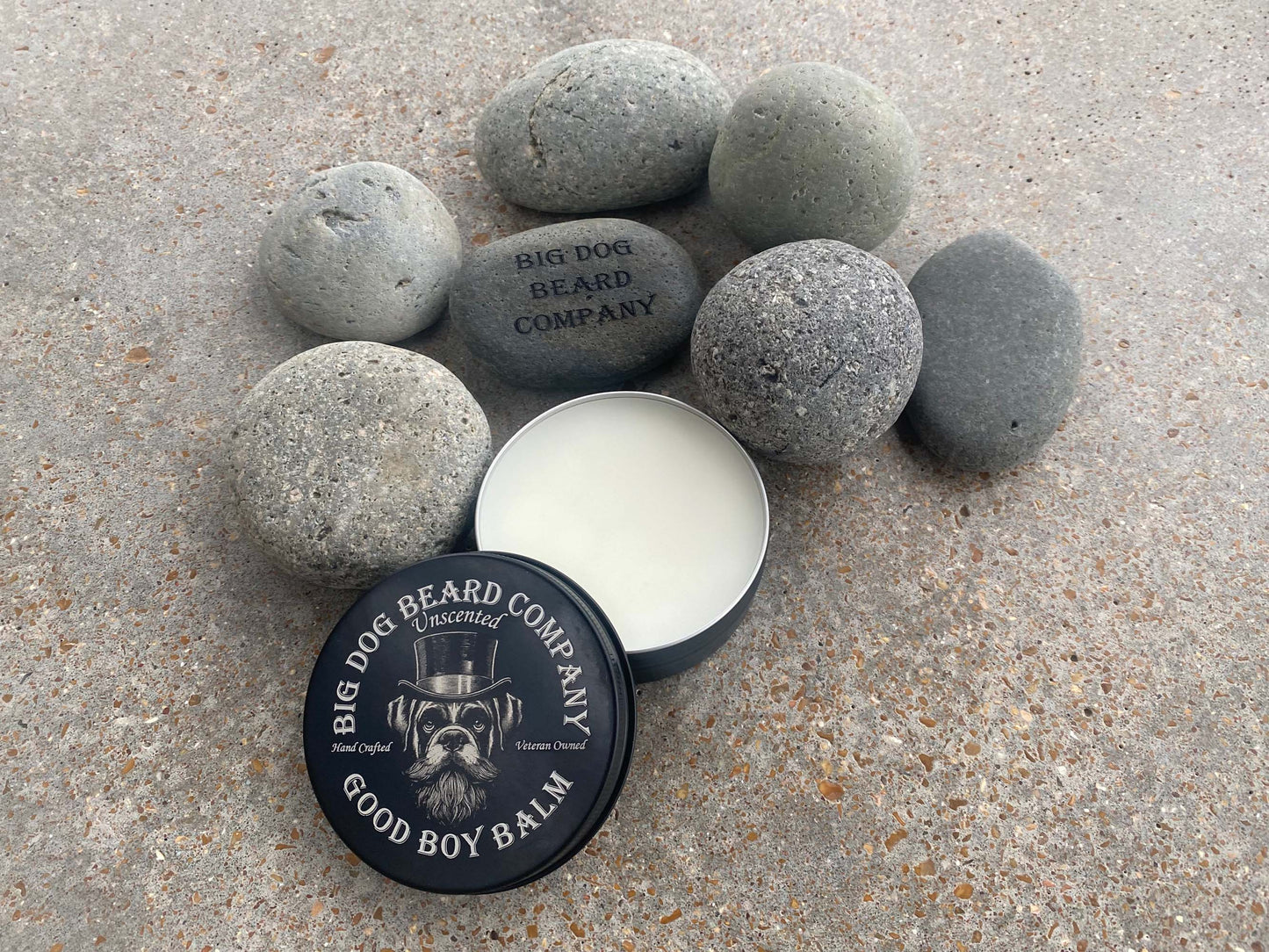 Big Dog Beard Company Unscented Good Boy Beard Balm, offering an all natural scent-free alternative